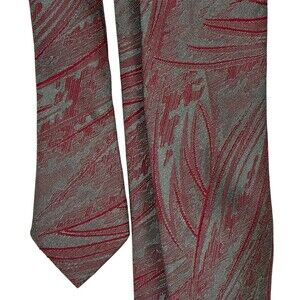 Vintage 80s J Todd Skinny Tie Abstract Red Gray USA Made Slim Retro New Wave